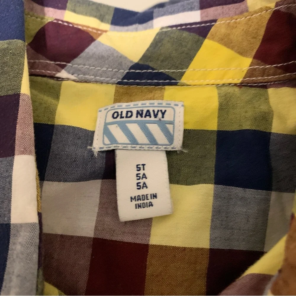 Old Navy Boys Plaid‎ Button Down Shirt Western Dressy 5T